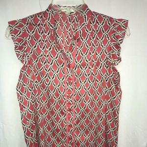 Jade Melody Tam coral ruffled sleeveless top